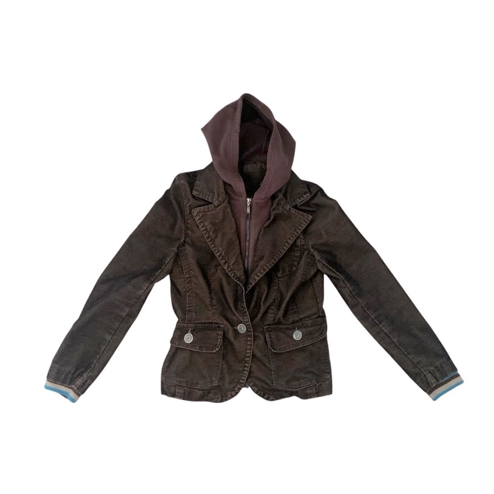 Vintage small TXT corduroy brown hooded boho hippie cottage Twee retro 70s 80s